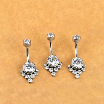 China High Quality ASTM F136 Romantic Titanium Navel Jewelry Big Zircon With Some Small Body Piercing Jewelry for sale