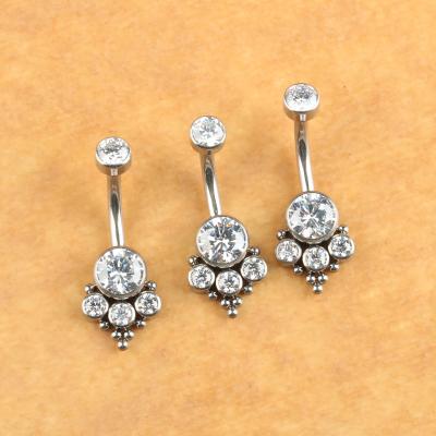 China New Cute Body Piercing ASTM F136 Jewelry Zircon 1.6*10MM /1.6*12MM Curued Barbell Jewelry Titanium Zircon and Titanium for sale