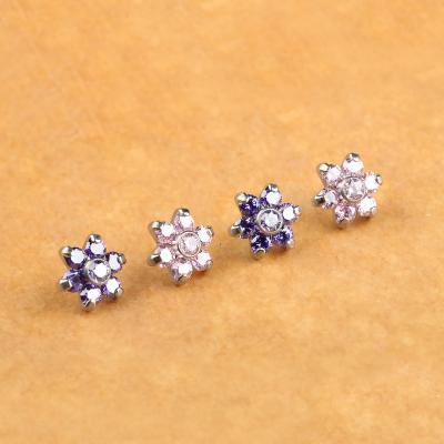 China Cute Ear Piercing Labret Jewelry Titanium Threadless Barbells Body Pin Jewelry White Pink Purple Titanium Zircon Piercing astmf136 for sale