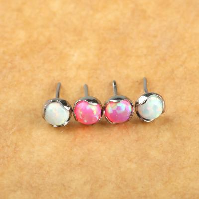 China ASTM F136 Cute Titanium Body Jewelry Threadless Pieces Titanium Tongue Piercing Opal Colors White Pink Blue Titanium Jewelry for sale