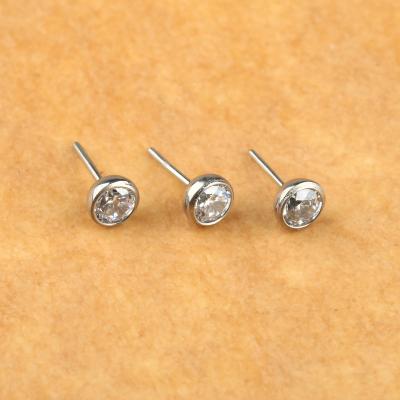 China ASTM F136 Cute Titanium Threadless Body Piercing Jewelry Parts 2mm 2.5mm 3mm AAAAA+ Zircon Titanium Nipple Jewelry for sale