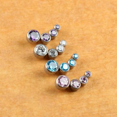 China Cute High Quality Titanium Body Jewelry ASTM F136 Piercing Jewelry 4 Pieces Zircon 0.9mm Wire for sale