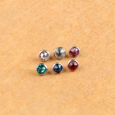 China Romantic Titanium Navel Top Jewelry ASTM F136 Internally Wire Zircon Dermal Piercing Tops With Bezel Set Crystal Gems for sale