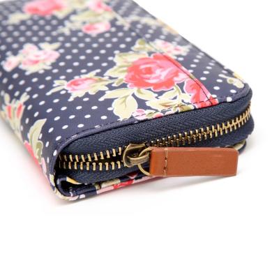 China Waterproof Women Travel Wallet Minimalist Zipper Around Large Floral Clutch Purse Credit Cell Phone Case for sale