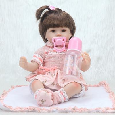 China Cartoon Toy Lifereborn menina no vestido Flor boneca vivas do renascimento 42cm vinil corpo doll baby tamanho pequeno de macio reborn for sale