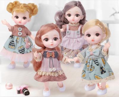 China Mini Wholesale 6 Inch 16cm BJD Doll 13 Movable Joints Dress Skirt Clothes Accessories Decoration Cute Princess Girl Gift Toy for sale