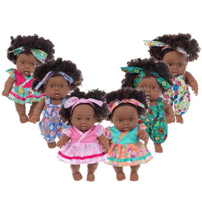 China 8 Inch Girl Baby Wow Doll Gift Safety Reborn Vinyl Changeable Dress Fashion African American Black Skin Dolls for sale