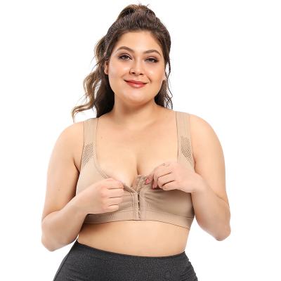 China Breathable Women Plus Size Adjust Underwear Front Closure Sports Bra Gathered Wireless Orthotic Bra for sale