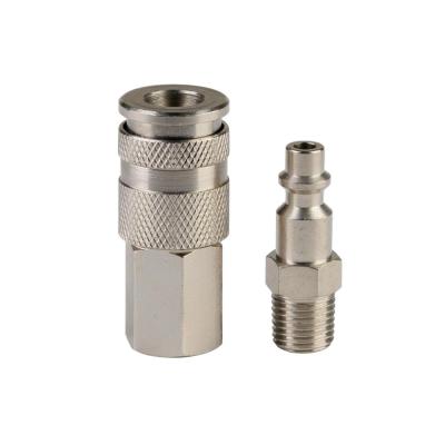 China ISO 6450B MIL-C-4109 1/4 Pneumatic Quick Coupling American Style Brass / Nickel Plated Steel for sale