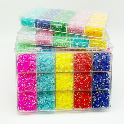 China 2022 Same Cut Crystal Stones Mix Color Jelly ab Resin Flatback Rhinestone Round Box Same Cut For Clothing Jewelry Crafts for sale