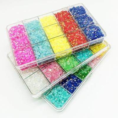 China Same Cut New Transparent Jelly AB Resin Nail Rhinestones Mix Color Box Flat Back Rhinestone For DIY Cup Mug Bottle Shoes Decorations for sale