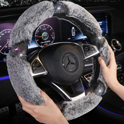 China The same winter wool car wheel cover wool fur trim cut steering wheel cover for rhinestones for sale