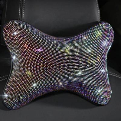 China Same Cut Shiny Rhinestone Car Cover Headrest Cover Car Seat Belt Cover Neck Rests With Car Seat Cover Diamond Headrest for sale