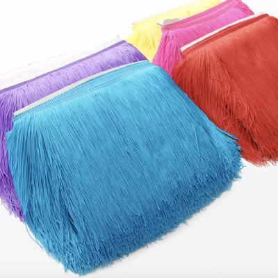 China Hot Selling Latin Dress Decorative Tassels 15CM More Colors Polyester Fringe Trim For Dresses for sale