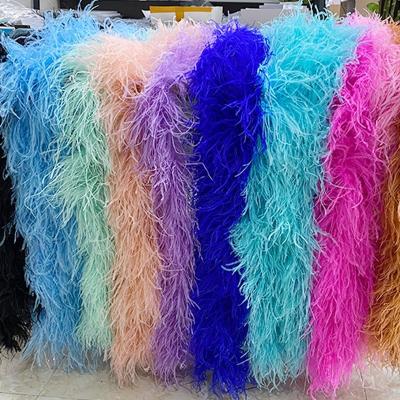 China Bestselling Wholesale Handmade Handcraft 100% Feather Boa Ostrich Rainbow Feather Boa For Dance Dress for sale