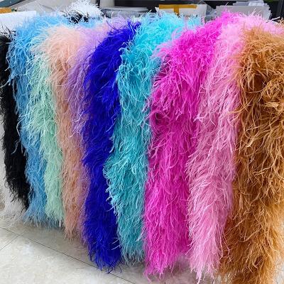 China Handmade Dyed Color Single Layer Fluffy Feather Boa Christmas Ostrich Feather Boas 1-30ply For Party Decoration for sale