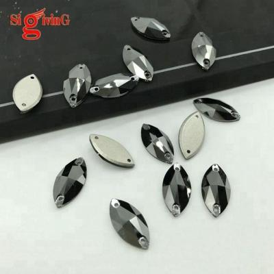 China Wholesale Stronger Cut Edge Bulk Navette Eye Shape AB Crystal 9*18mm Sew-on Style Evening Dress Crystal Embroidery Rhinestones for sale