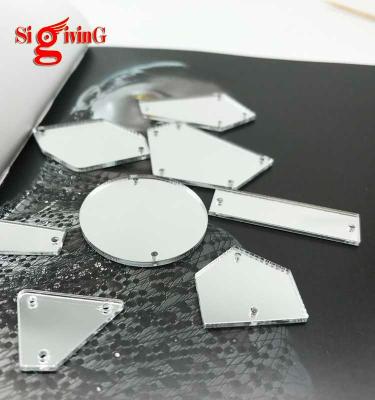 China Big Sharper Cut Edge Acrylic Stones Sew On Flat Mirror Rhinestone Back With Holes for sale