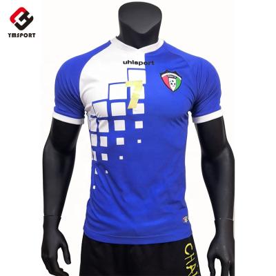 China Custom Made 100% Polyester Men Thailand Quick Dry Quick Dry Soccer Shirts Sublimated Blue Soccer Jersey Football Shirt Football Uniform Customized for sale