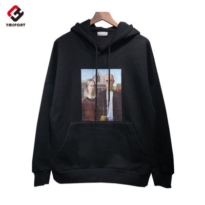 China Custom Made Anti-pilling Men's Fleece Oversized Hoodies New Design Printing Wholesale Cut and Sew Black Cotton Pullover Hoodie for sale