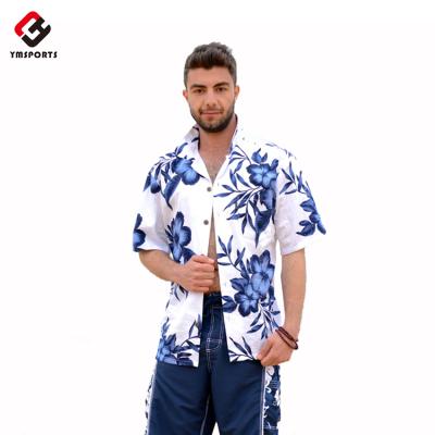 China Anti Shrink Anti Shrink Custom Printed Hawaiian Shirt Men , Fashion Full Printed Men Shirt for sale