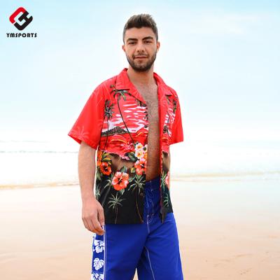 China Mens Beach Shirt Hawaii Short Sleeve Casual Shirt Anti-Shrink Custom Printed Hawaiian Shirts For Men for sale