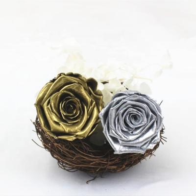 China Hot Gold Rose Eternal Roses Beautiful Preserved Rose Flower Gift Sale for sale