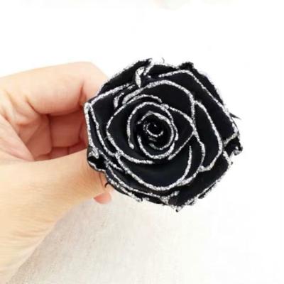 China Gift Fresh Flower Preserved Roses Real Permanent Fresh Black Rose Flower Rose For Wedding Souvenirs for sale