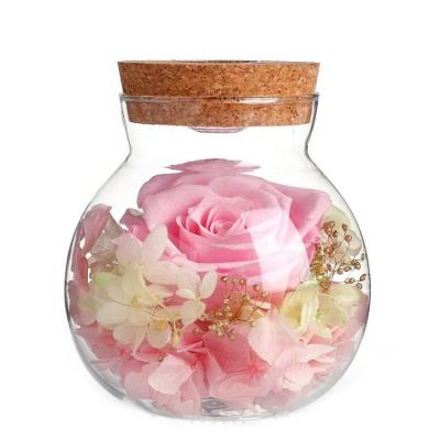 China Wholesale Wedding Gift LED Wishing Bottle Preserved Flower Gift Idea Preserved Glass Rose Flower for sale