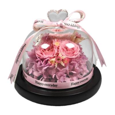 China Wholesale Mothers Day Valentine's Day Gift Rose Preserved Multi Colors Rose In Glass Dome for sale