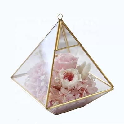 China Wedding Gift Flowers Diamond Shape Preserved Roses Luxury Decorative Home Decor for sale