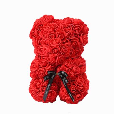 China Wedding Gift Wholesale Valentine Festival Gift Teddy Bear Rose Preserved Pink Bear for sale