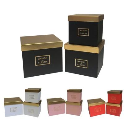 China Flower In Box Wholesale Preserved Flower Square Rose Packaging Box Cap Gift Flower Box for sale