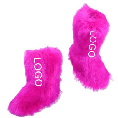 China Anti-Smell Snow Year New Custom Made Feminine Mongolian Women Boots Warm Flat Sports Shoes With LOVE Ladies Shoes Christmas Faux Fur Boots for sale