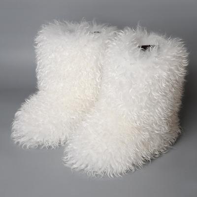 China New Anti-Smell Factory Real Sheepskin Full Fur Snow Boots Ladies Natural Winter Luxury Natural Outdoor Shoes Women Mongolian Fur Boots for sale