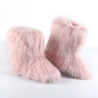 China Anti-Smell Anti-Smell Faux Sheepskin Fur Cover Waterproof Fluffy Elegant Furry Warm Female Snow Boots Winter Female Snow Boots For Ladies Women for sale