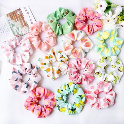 China Soft Floral Elastic Rubber Hair Band Holder Girls Avocado Ties Hair Band Hair Band Fruit Rope Print Ponytail Soft Floral Hair Band Accessories for sale