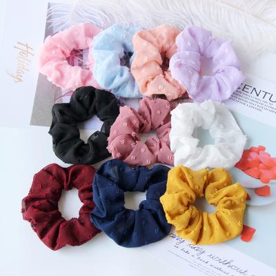 China Stylish Elastic Ring Hairband Ponytail Holder Hair Rope INS Summer Seersucker Cotton Soft Hair Scrunchie Hair Accessories for sale