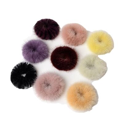 China Cute Hairy Fluffy Ponytail Rope Bands Women Girls Ring Ties Elastic Band Soft Real Hair Mink Fur Plush Fleece Fuzzy Gift Stretch Acessoriess/Bands for sale