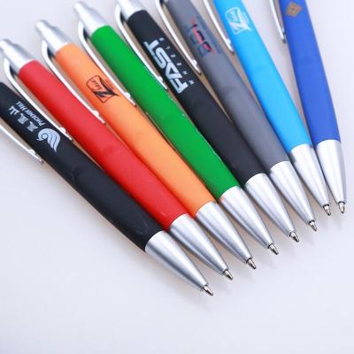 China Low MOQ Eco-friendly Promotional Plastic Soft Rubber Coated Finish Ball Pen With Custom Logo for sale