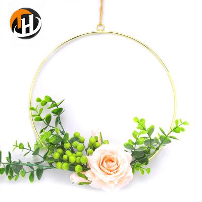 China Non-toxic Elegant Nordic European Hanging Geometric Ring Home Decoration Accessory Gold Metal Wire Christmas Garland for sale