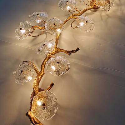 China Innovative modern post-modern copper brass brass lamp element wall bedroom lotus bedside tree branch sconce for sale