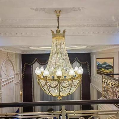 China Modern Custom Large Lobby Ceilings Luxury Hotel Crystal Chandelier For High Ceilings French Solid Copper Chandelier for sale