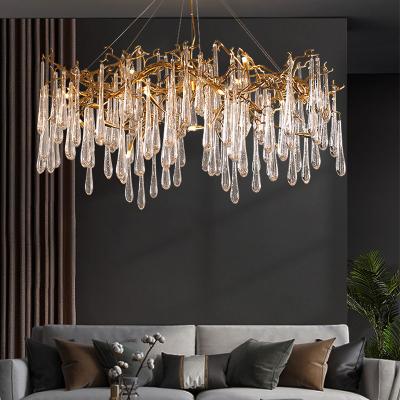 China Modern luxury gold leaf chandelier LED crystal k9 chandelier brass crystal glass lamp modern luxury murano crystal chandelier for sale