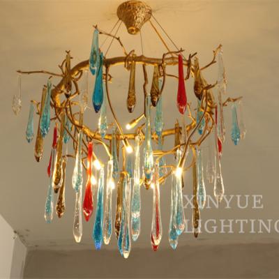 China Scandinavian Luxury Indoor Home Leaves Staircase Hotel Lobby Custom Chandelier Project Chandelier Murano Glass Chandelier for sale