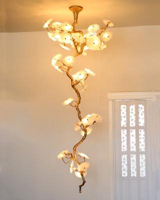 China Modern Contemporary Tree Branch Diffuse Pendant Lamp Brass Chandelier Luxury Villa Hotel Project Lighting Long Staircase Chandelier for sale