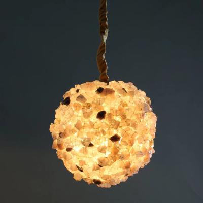 China Modern Postmodern Natural Crystal Lantern Stone Round Ball Chandelier Quartz Decorative Lighting for Dining Rooms Kids Bedroom Foyer for sale