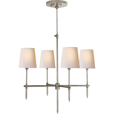 China Modern Thomas O'Brien Bryant 4 Light 26 Inch Hand-Rubbed Antique Brass Chandelier Ceiling Light With Shade For Dining Room Bedroom for sale