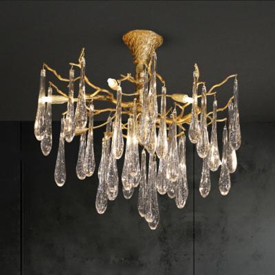 China Modern luxury gold leaf chandelier LED crystal k9 chandelier brass crystal glass lamp modern luxury murano crystal chandelier for sale