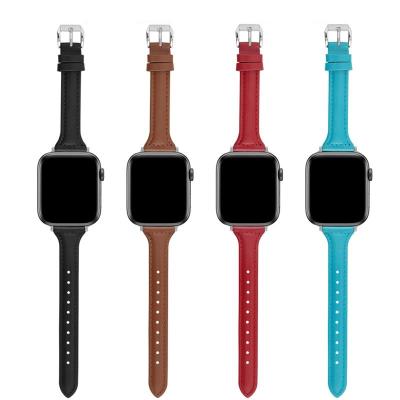 China 2022 Luxury High Quality Leather Watch Bands For Apple Watch 38mm 40mm 42mm 44mm Genuine Leather Strap For Apple watch7 Se 6 1/2/3/4/5 for sale